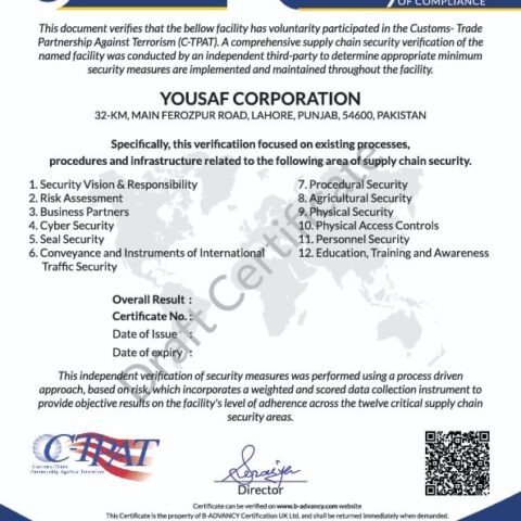 Security Risk Assessment Certificate (CTPAT)